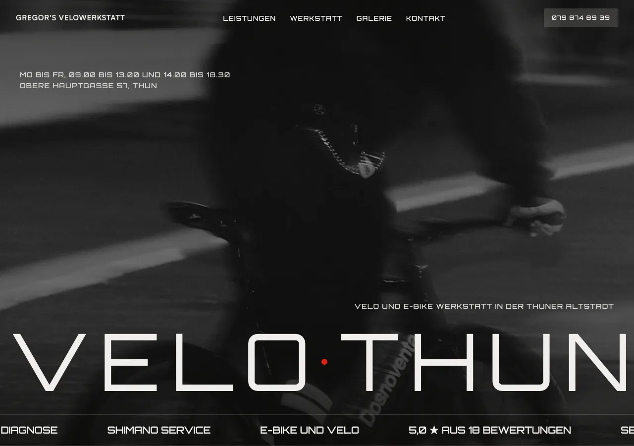 Screenshot der Website von Velowerkstatt Gregor Thurow